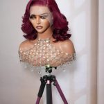 Short Body Wave Human Hair Wig Lace Front, 200% Density, Burgundy Colors, 100% Virgin Hair