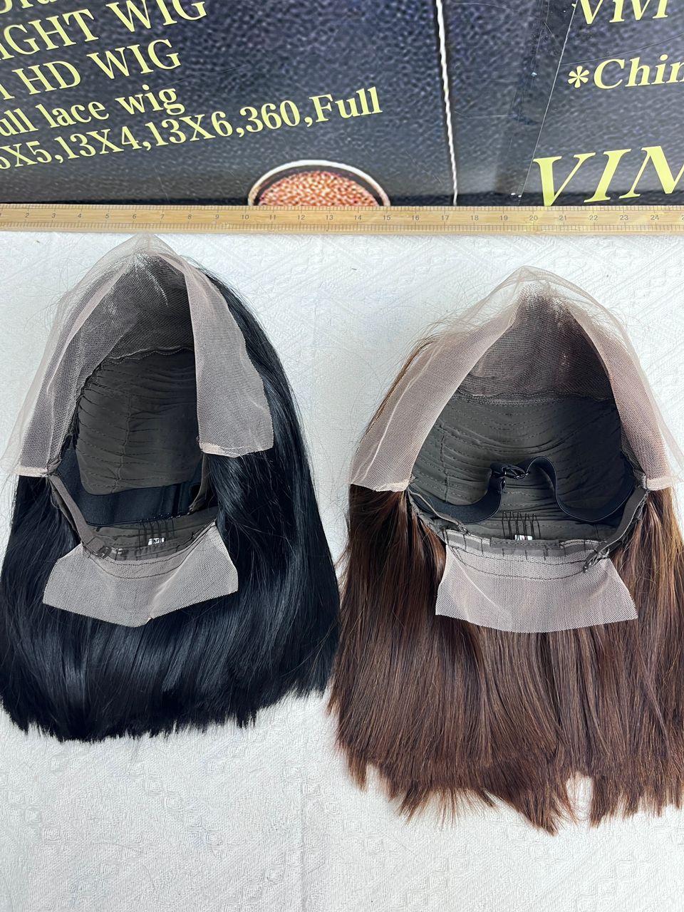 Cap construction of Vietnamese bob wig with adjustable straps