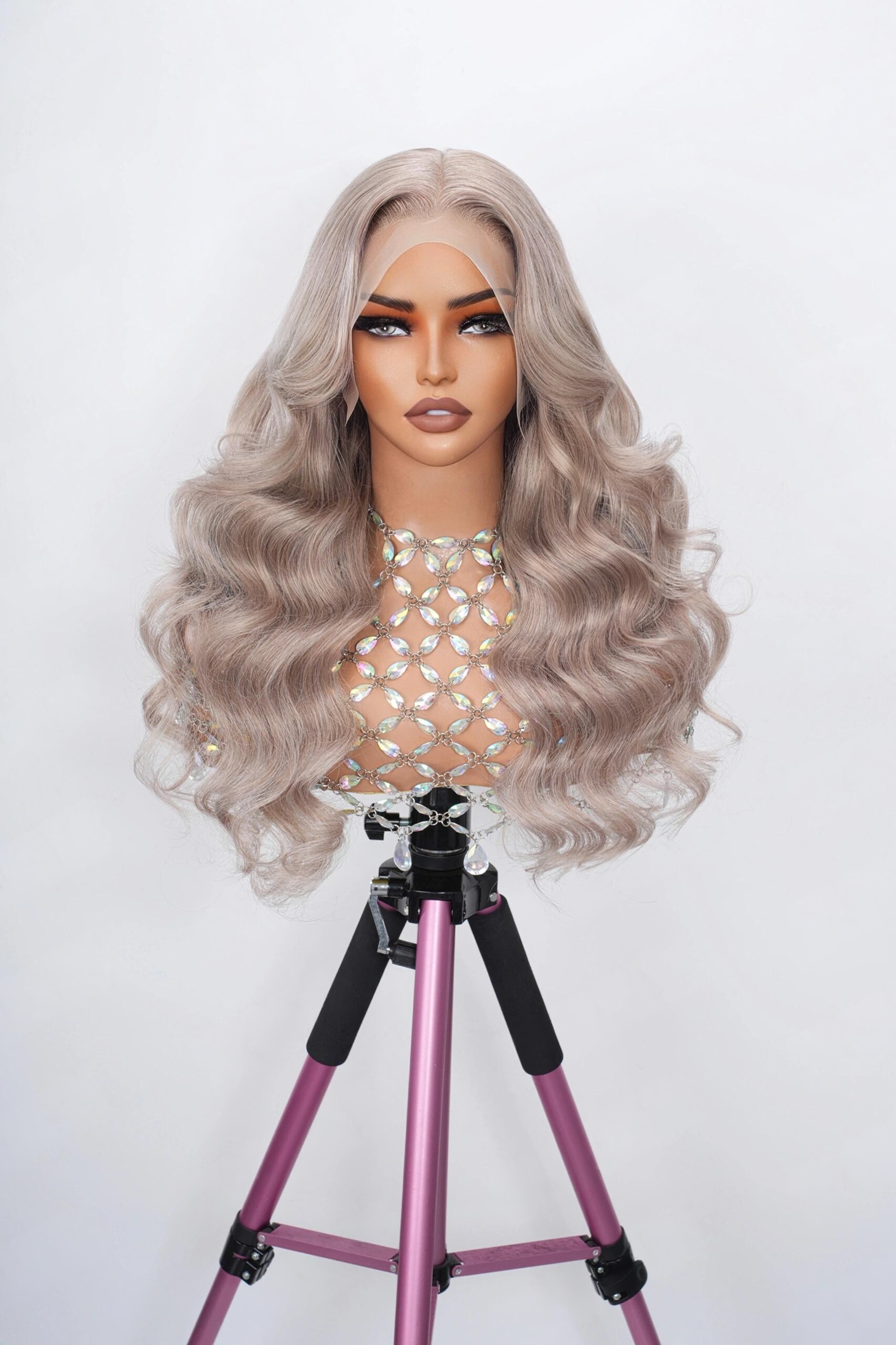 Ash blonde body wave human hair wig with 13*4 HD lace front