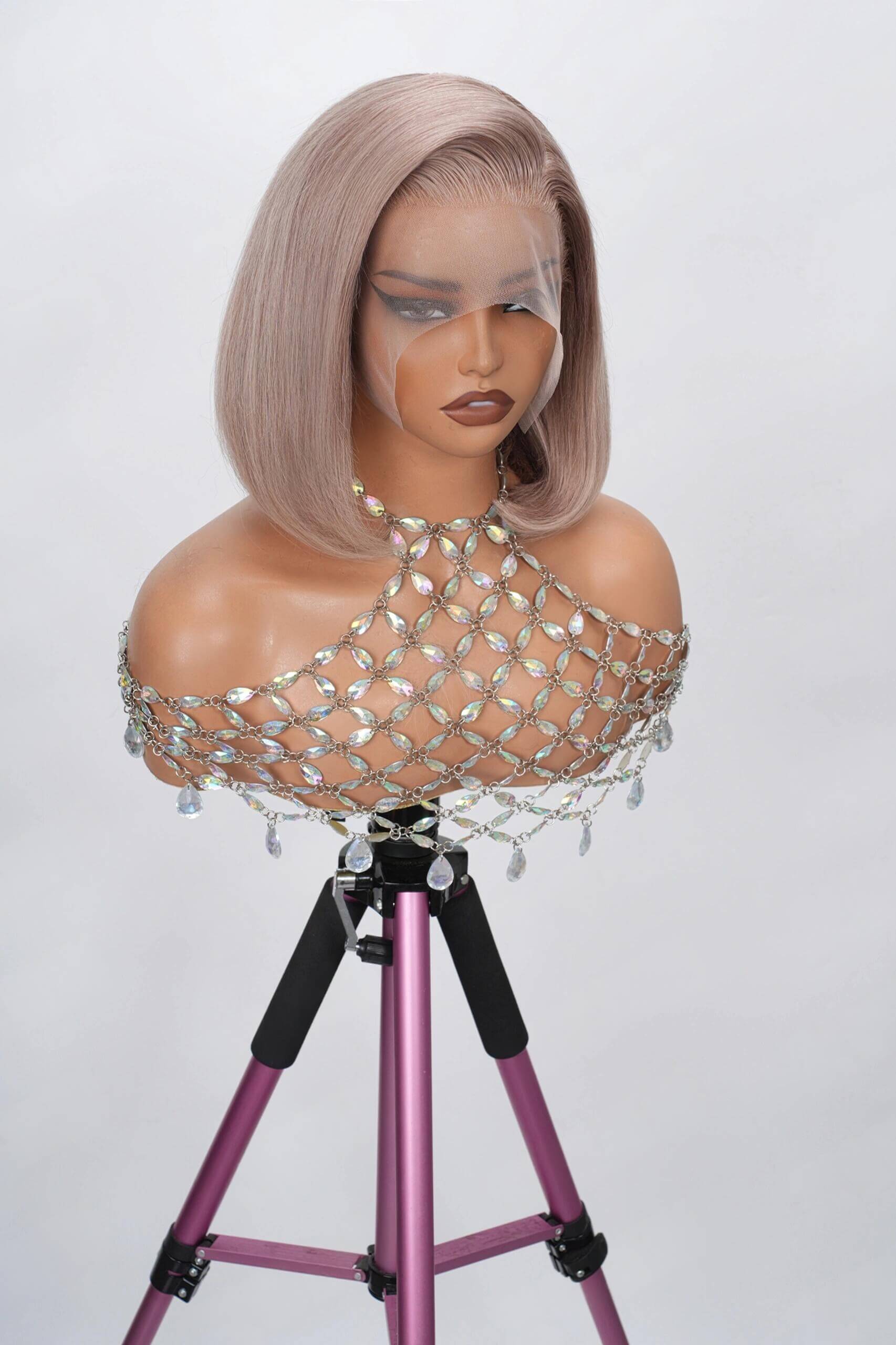 Ash Blonde Straight Bob Lace Front Wig – 100% Human Hair, 13x4 HD Transparent Lace
