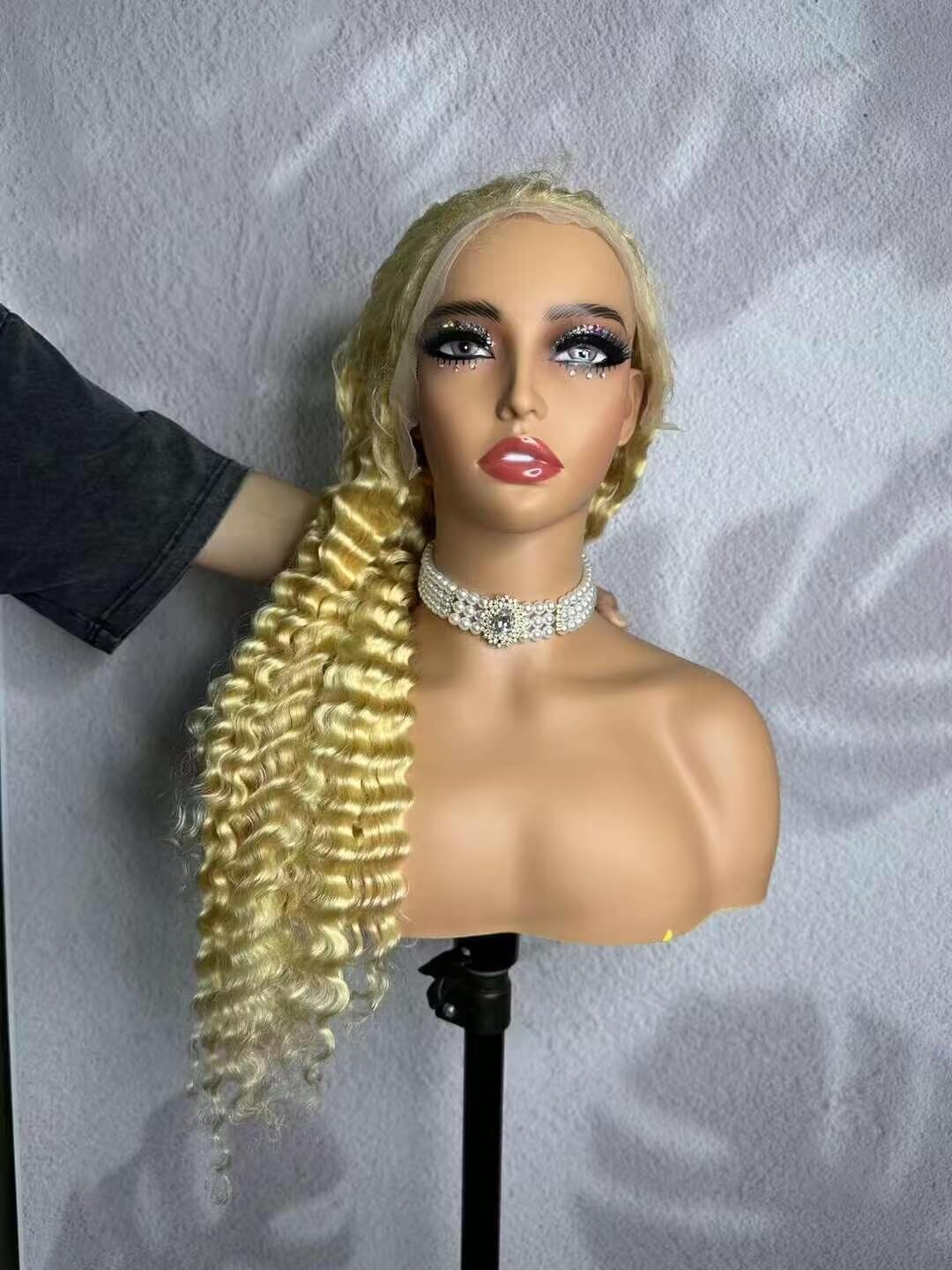 Platinum 613 Curly HD Lace Frontal Wig – 13×4, Virgin Human Hair, 14–30"