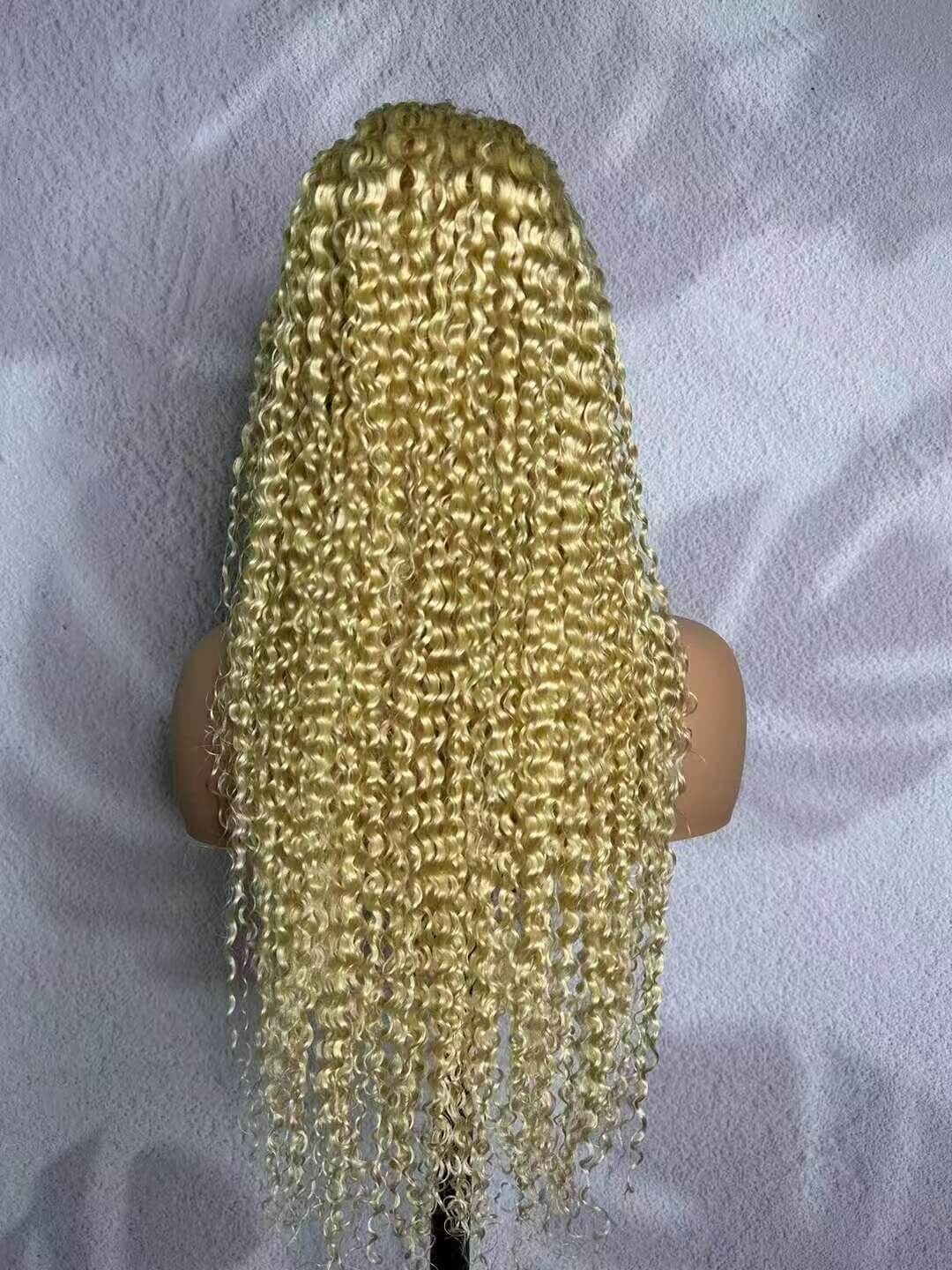 613 platinum water-curly frontal wig showing tight water curls and glossy finish — HD 13×4 lace.
