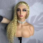 Front view of a 613 water-wave frontal wig with natural hairline and defined water curls — perfect for retailers and salons.