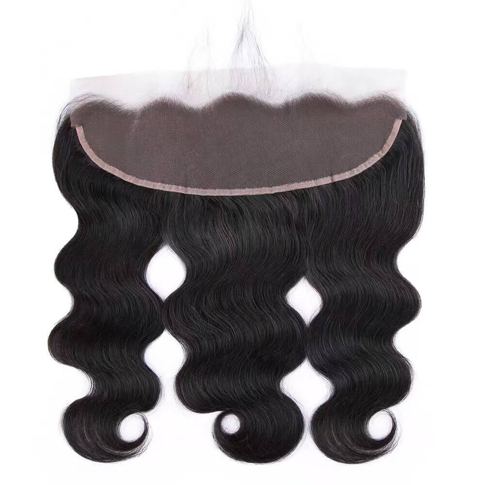 High-quality 13×4 HD lace body wave frontal made from 100% virgin human hair, silky and shiny, available in multiple colors and lengths.