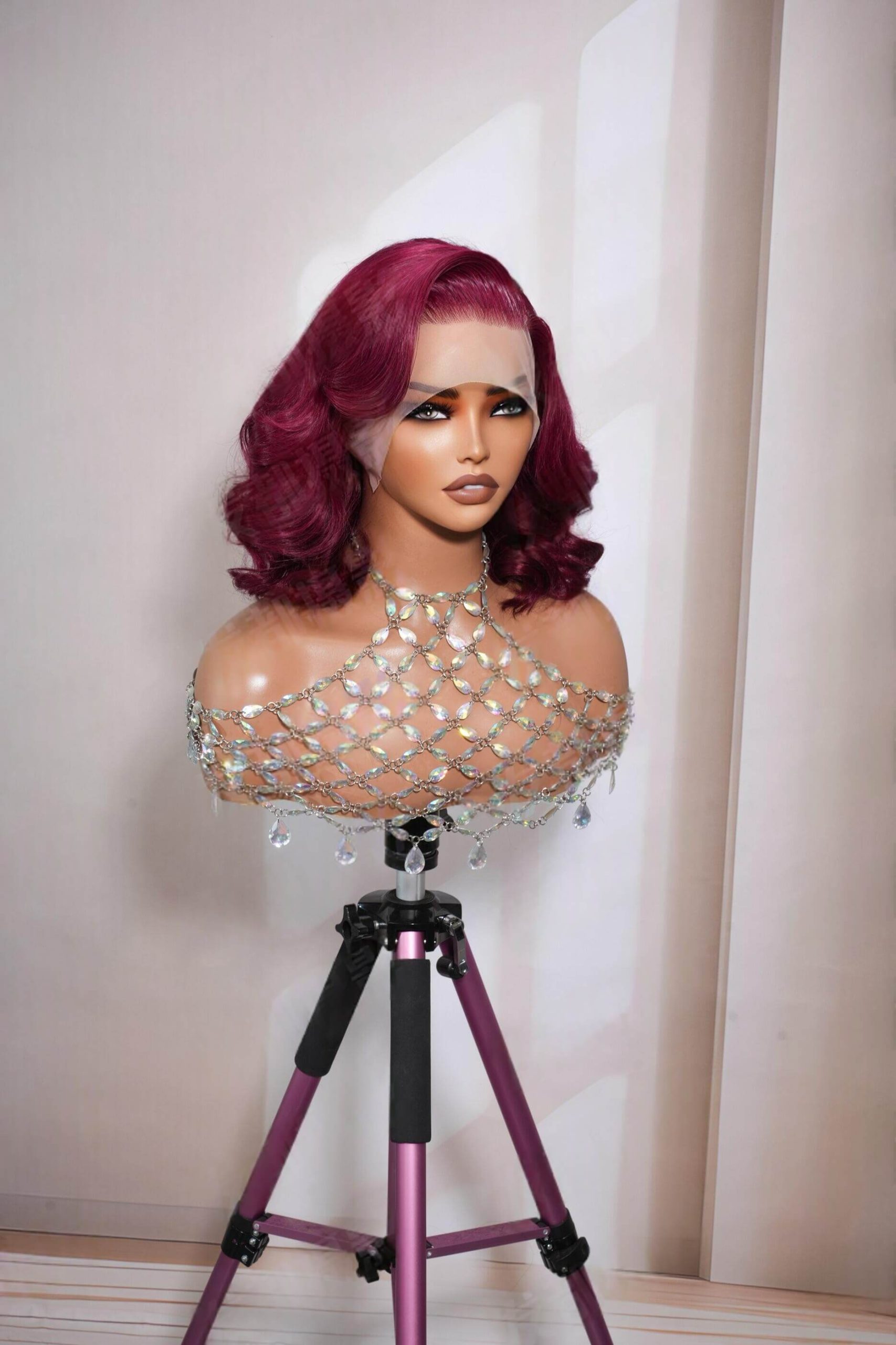 burgundy short body wave human hair wigs with HD lace front, 100% virgin hair, wholesale wigs for black women and salons