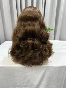 Bouncy wave wig with 5x5 HD lace, natural brown color, 100% virgin human hair, glueless install