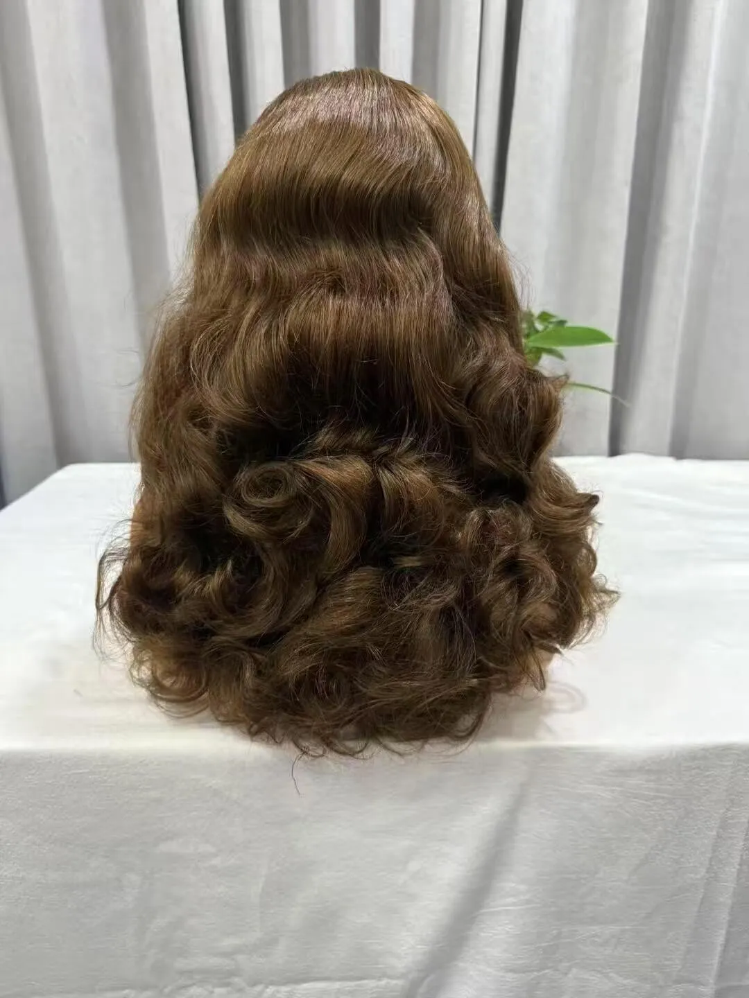 Bouncy wave wig with 5x5 HD lace, natural brown color, 100% virgin human hair, glueless install