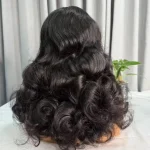 Bouncy wave wig with 5x5 HD lace, natural brown color, 100% virgin human hair, glueless install