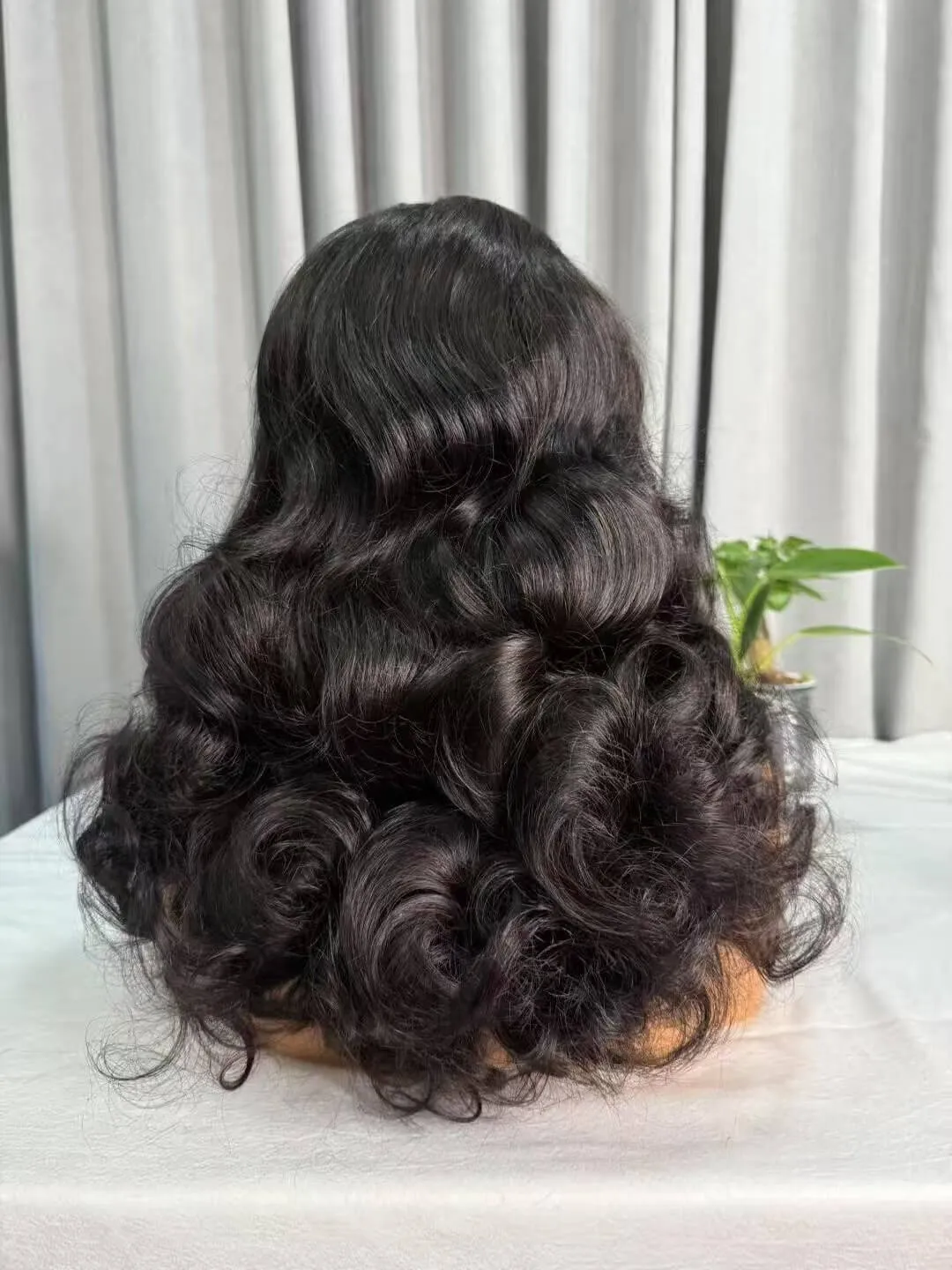 Bouncy wave wig with 5x5 HD lace, natural brown color, 100% virgin human hair, glueless install